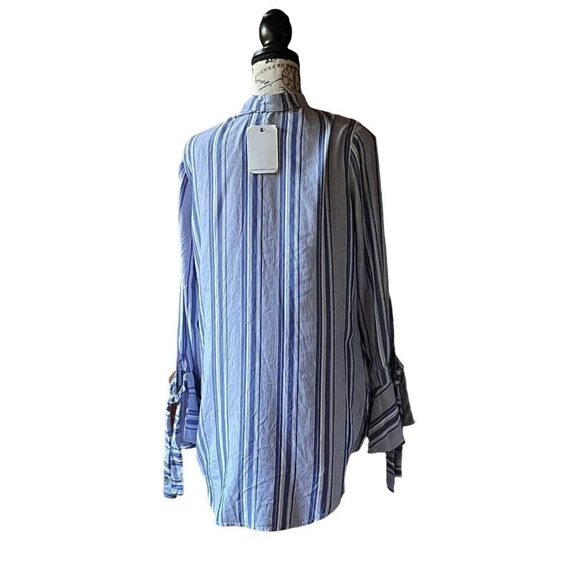 Fourteenth Place Womens Blue Wrap Surplice Tunic Blouse M boho nautical preppy - Picture 4 of 10